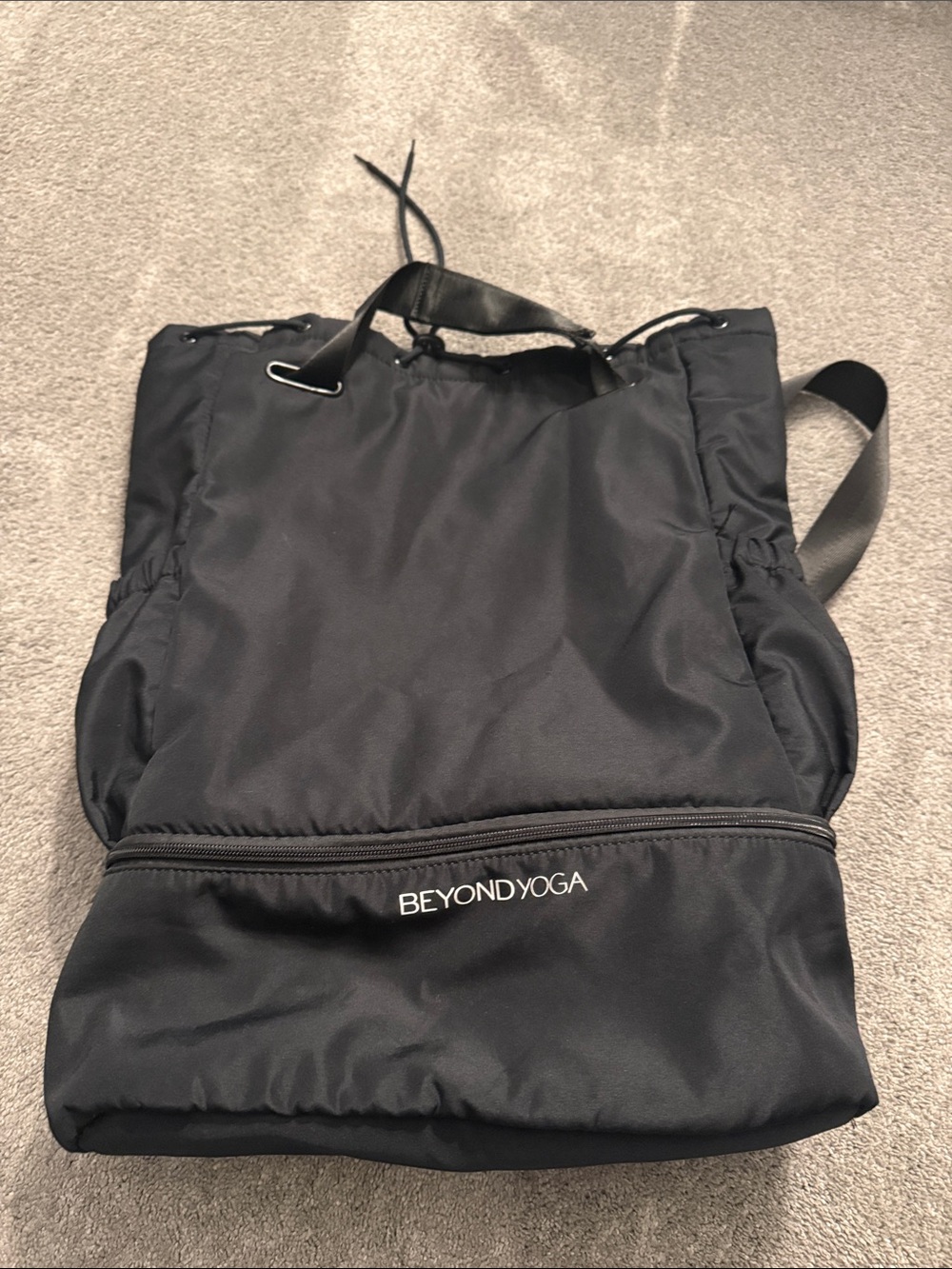 Beyond Yoga Black Nylon Convertible Tote Backpack